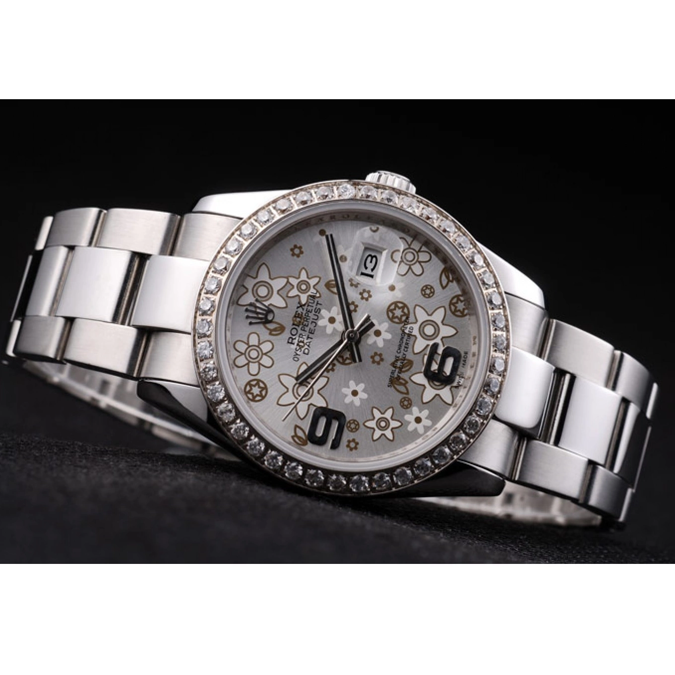 AAA Replica Watches Plated Dial Stainless Rolex Flowers rl305 Diamond Datejust Silver Steel 0605